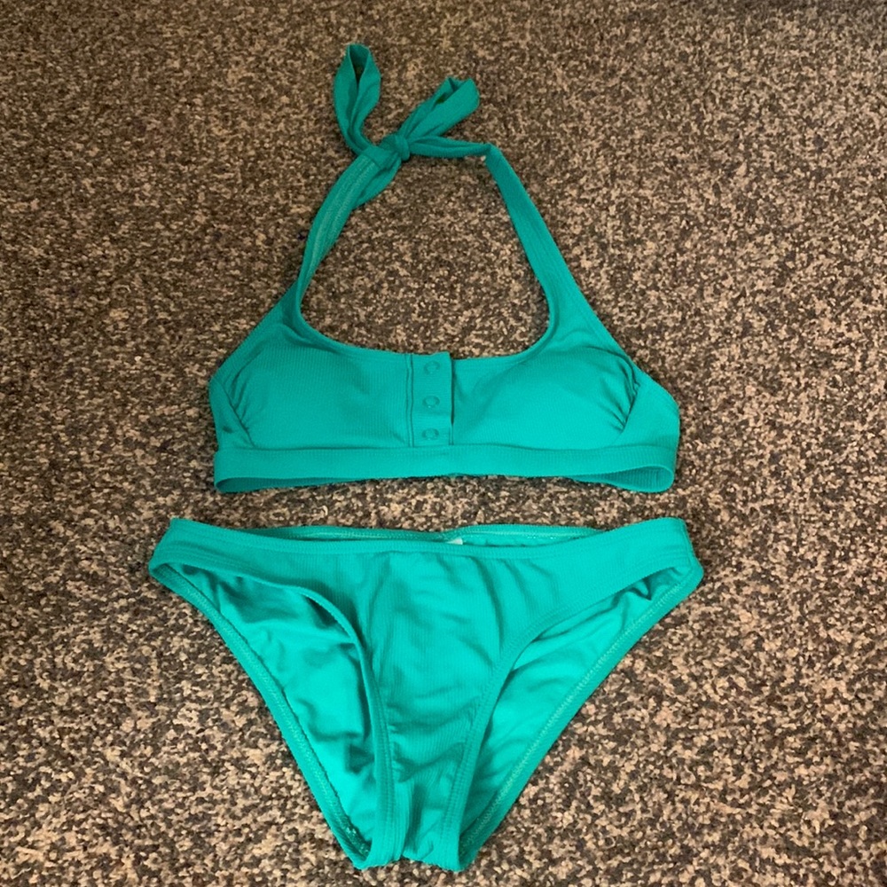 green bathing suit